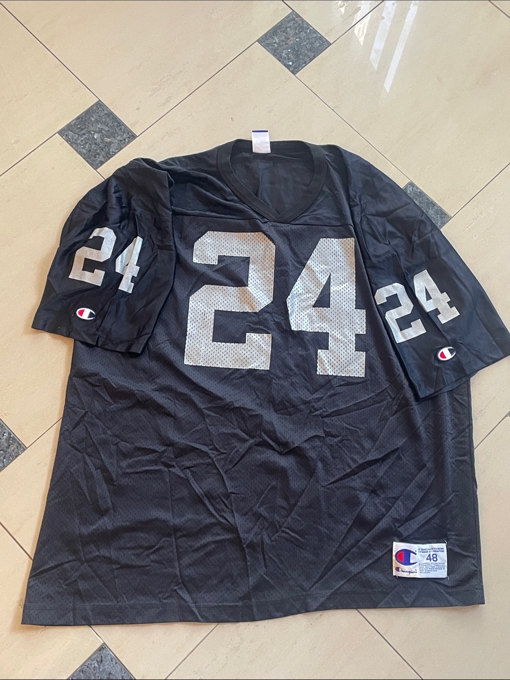 Champion Men’s Black Number 24 Mesh Football Jersey